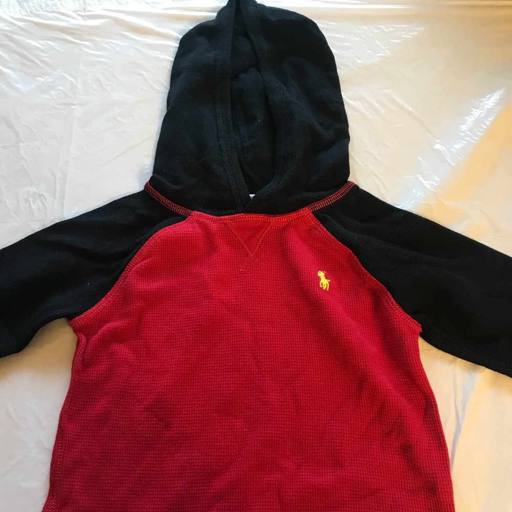 Red black hooded thermal long sleeve